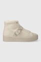 Calvin Klein sneakersy zamszowe FLTFRM CUPSOLE HT W/HW SUE WL płaska beżowy HW0HW01819