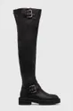 črna Usnjeni elegantni škornji Kurt Geiger London Hackney Biker Ženski