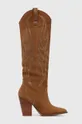rjava Kabojski škornji iz semiša Steve Madden Lasso Ženski