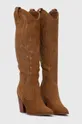 Semišové kovbojské topánky Steve Madden Lasso hnedá