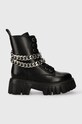Farmářky Buffalo Lion Lace Up T-Chain imitace kůže černá 1622367.BLK