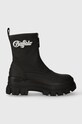 Μποτάκια Buffalo Aspha Rain Zip φλατ μαύρο 1622323.BLK