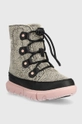 Sorel ghete de iarna pentru copii din piele YOUTH SOREL EXPLORER 2020621 gri AW23