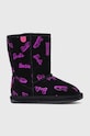 Детские замшевые сапоги Emu Australia Barbie? Wallaby Print Lo замш чёрный K12904.Barbie.Wallaby.
