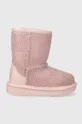 roza Dječje kožne cipele za snijeg UGG T CLASSIC IIEL HEARTS Za djevojčice