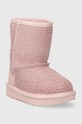 UGG śniegowce skórzane dziecięce T CLASSIC IIEL HEARTS 1143730T różowy AW23