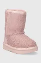Дитячі шкіряні чоботи UGG T CLASSIC IIEL HEARTS рожевий