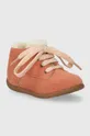 Παιδικά κλειστά παπούτσια σουέτ Pom D'api STAND-UP DERBY FUR πορτοκαλί