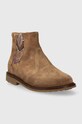Детские замшевые ботинки Pom D'api SISTER FEATHER P1EBDO0403.24.27 коричневый AW23