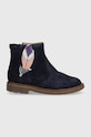 Детские замшевые ботинки Pom D'api SISTER FEATHER замш тёмно-синий P1EBDZ0402.24.27