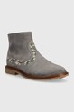 Детские замшевые ботинки Pom D'api SISTER BRODI P1EHDZ0403.31.34 серый AW23