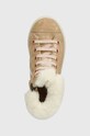 Детские замшевые зимние ботинки Pom D'api SWAG ZIP FUR бежевый P1QDDF0402.24.27