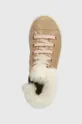 béžová Detské zimné semišové topánky Pom D'api SWAG ZIP FUR