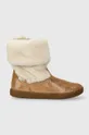 коричневый Детские замшевые зимние ботинки Shoo Pom Для девочек
