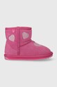 Emu Australia śniegowce zamszowe dziecięce K12958 Barton Heart brak zapięcia różowy K12958.Barton.Heart