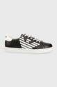EA7 Emporio Armani gyerek bőr sportcipő nappa bőr fekete XSX101.XOT46