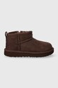 UGG gyerek hócipő velúrból T CLASSIC ULTRA MINI velúr bőr barna 1130750T