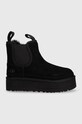 UGG buty zimowe zamszowe dziecięce KIDS NEUMEL PLATFORMLSEA brak zapięcia czarny 1143710K