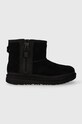 UGG śniegowce zamszowe dziecięce KIDS CLASSIC MINI ZIPPER TAPE L na zamek czarny 1143699K
