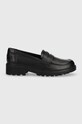 Geox mocasini din piele pentru copii Planet friendly negru J3620C.00043.32.35