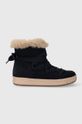 Geox cizme de iarna pentru copii din piele intoarsa J36CVA 00022 J REBECCA WPF cu snur bleumarin J36CVA.00022.36.39