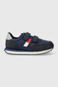 Παιδικά αθλητικά παπούτσια Tommy Hilfiger απομίμηση λείου δέρματος σκούρο μπλε T1B9.33127.27.34