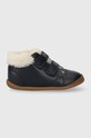 Pom D'api buty zimowe skórzane dziecięce FLEX-UP EASY FUR ocieplane granatowy P1BEEZ0402.24.25