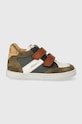 Pom D'api sneakersy skórzane dziecięce MOUSSE EASY RACING skóra zamszowa zielony P1PECO0403.19.23
