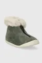 Дитячі замшеві зимові черевики Pom D'api SWEET ZIP FUR зелений