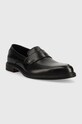 Δερμάτινα μοκασίνια HUGO Kerr 50497825.001 μαύρο AW23
