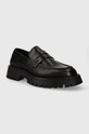 Guess mokasyny skórzane GORIZIA MOC FM8GOM.LEA12.BLACK czarny AW23
