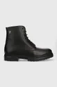 nero Tommy Hilfiger scarpe in pelle COMFORT CLEATED THERMO LTH BOOT Uomo