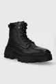 Tommy Hilfiger bőr bakancs TH ELEVATED CHUNKY W LTH BOOT fekete