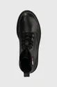 μαύρο Δερμάτινα παπούτσια Tommy Jeans TJM RUBERIZED LACE UP BOOT
