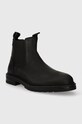 Pepe Jeans ghete chelsea de piele LOGAN CHELSEA PMS50238 negru AW23