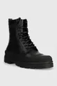 Calvin Klein bőr cipő LACE UP BOOT HIGH fekete
