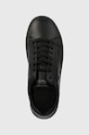 Calvin Klein sneakersy skórzane LOW TOP LACE UP W/ZIP RUBB czarny HM0HM01268