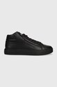 Calvin Klein sneakersy skórzane HIGH TOP LACE UP W/ZIP RUBB niska czarny HM0HM01269