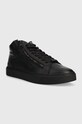 Δερμάτινα αθλητικά παπούτσια Calvin Klein HIGH TOP LACE UP W/ZIP RUBB HM0HM01269 μαύρο AW23