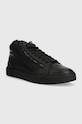 Calvin Klein sneakersy skórzane HIGH TOP LACE UP W/ZIP RUBB HM0HM01269 czarny AW23