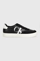 Шкіряні кросівки Calvin Klein Jeans CLASSIC CUPSOLE LACEUP MIX LTH замша чорний YM0YM00713
