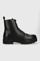 Шкіряні черевики Calvin Klein Jeans TRANSP COMBAT MID LACEUP LTH лицьова шкіра чорний YM0YM00755