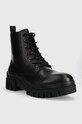 Шкіряні черевики Calvin Klein Jeans TRANSP COMBAT MID LACEUP LTH YM0YM00755 чорний AW23