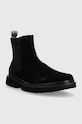 Semišové topánky chelsea Calvin Klein Jeans EVA MID CHELSEA BOOT SUEDE YM0YM00764 čierna AW23
