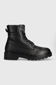 Calvin Klein Jeans trapery skórzane COMBAT MID LACEUP WL LTH skóra licowa czarny YM0YM00847