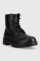 Calvin Klein Jeans bőr bakancs COMBAT MID LACEUP WL LTH fekete