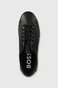 μαύρο Δερμάτινα αθλητικά παπούτσια BOSS Clint