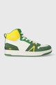 Кожаные кроссовки Lacoste L001 Leather Colorblock High-Top замш зелёный 45SMA0027