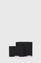 μαύρο Δερμάτινο πορτοφόλι και θήκη καρτών BOSS Ανδρικά