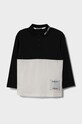 Sisley longsleeve bawełniany dziecięcy nadruk czarny 3YR3X3001.G.SEASONAL